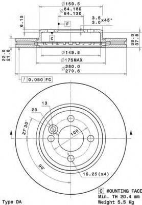 BREMBO 09A76110 гальмівний диск