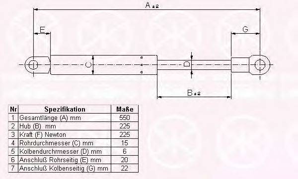 KLOKKERHOLM 65252800 Газова пружина, капот