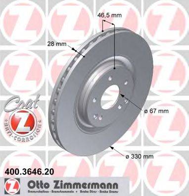 ZIMMERMANN 400364620 гальмівний диск