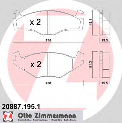 ZIMMERMANN 208871951 Комплект гальмівних колодок, дискове гальмо