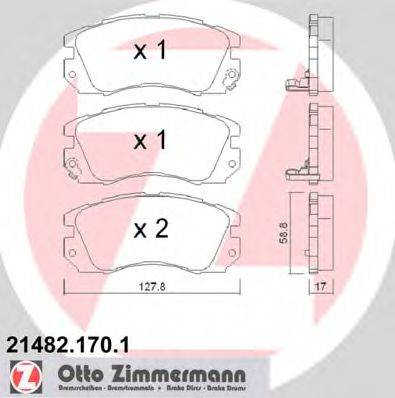 ZIMMERMANN 214821701 Комплект гальмівних колодок, дискове гальмо