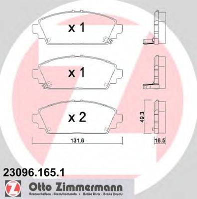 ZIMMERMANN 230961651 Комплект гальмівних колодок, дискове гальмо