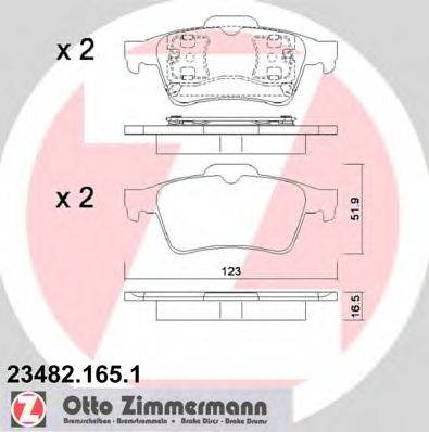 ZIMMERMANN 234821651 Комплект гальмівних колодок, дискове гальмо