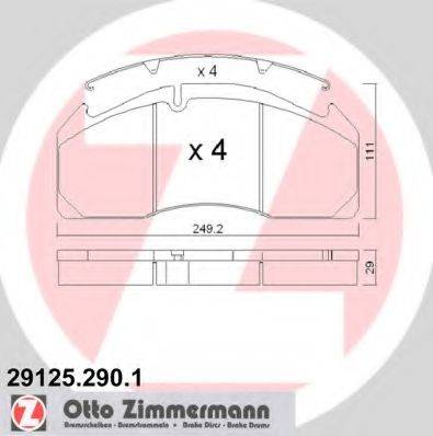 ZIMMERMANN 291252901 Комплект гальмівних колодок, дискове гальмо