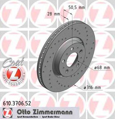 ZIMMERMANN 610370652 гальмівний диск