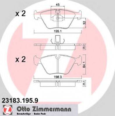 ZIMMERMANN 231831959 Комплект гальмівних колодок, дискове гальмо