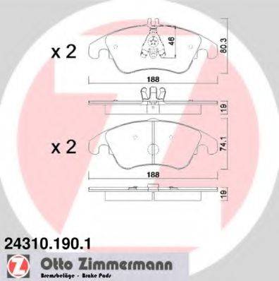 ZIMMERMANN 243101901 Комплект гальмівних колодок, дискове гальмо