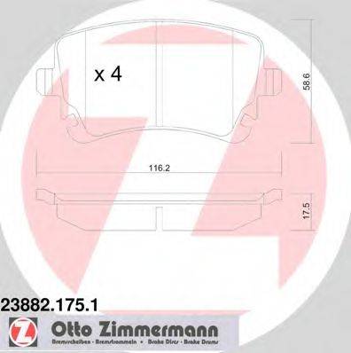 ZIMMERMANN 238821751 Комплект гальмівних колодок, дискове гальмо