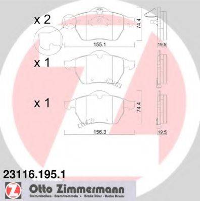 ZIMMERMANN 231161951 Комплект гальмівних колодок, дискове гальмо