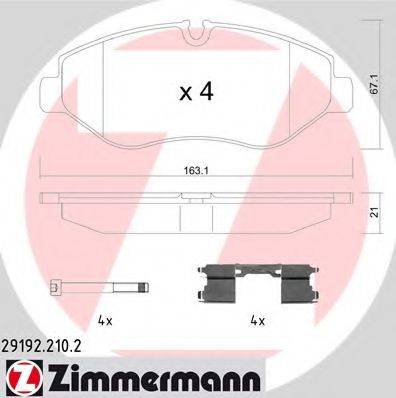 ZIMMERMANN 291922102 Комплект гальмівних колодок, дискове гальмо