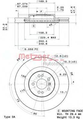 METZGER 25065V гальмівний диск