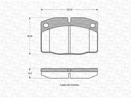 MAGNETI MARELLI 363702160015 Комплект гальмівних колодок, дискове гальмо