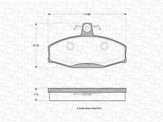 MAGNETI MARELLI 363702160641 Комплект гальмівних колодок, дискове гальмо