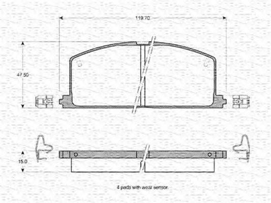 MAGNETI MARELLI 363702160787 Комплект гальмівних колодок, дискове гальмо