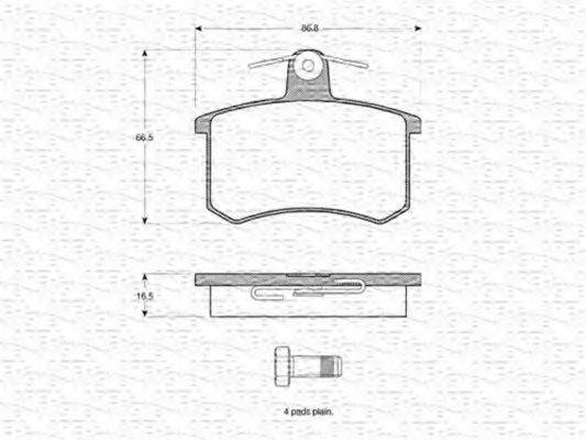 MAGNETI MARELLI 363702160925 Комплект гальмівних колодок, дискове гальмо