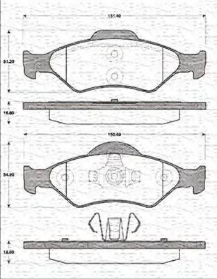 MAGNETI MARELLI 363702161214 Комплект гальмівних колодок, дискове гальмо